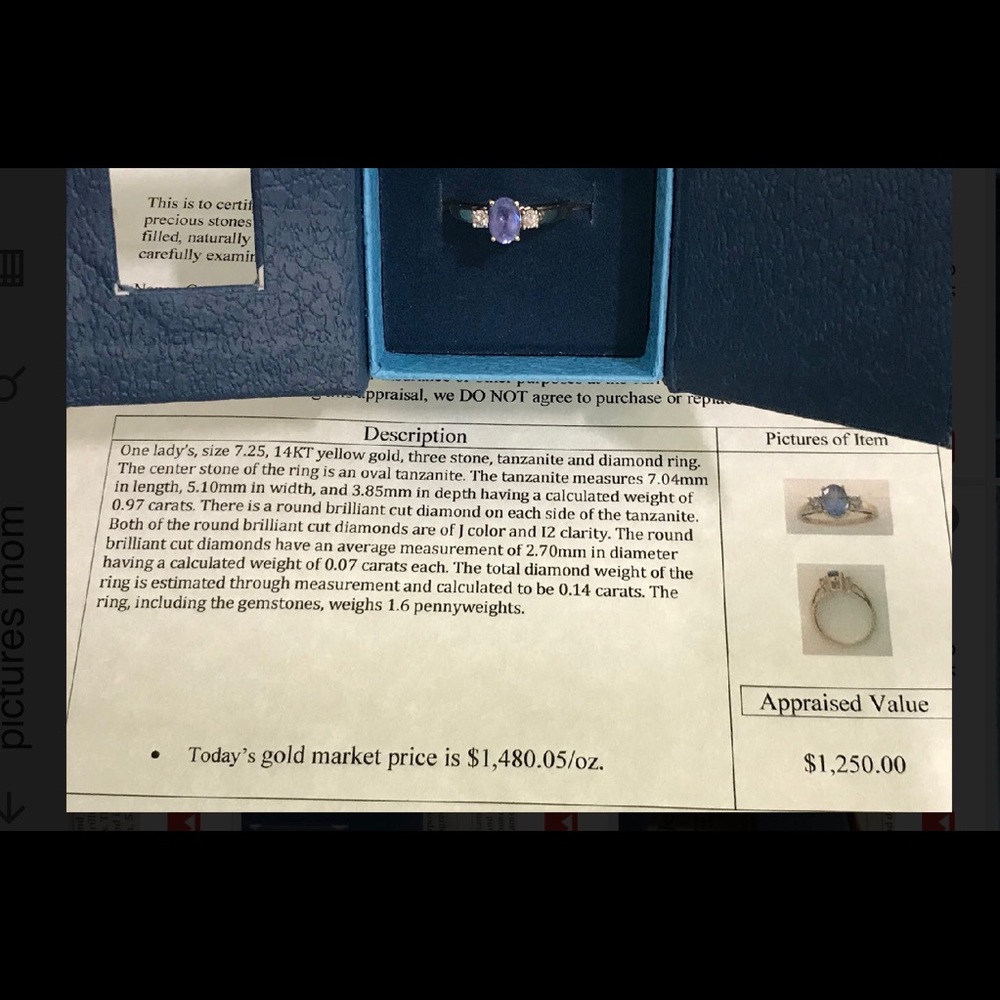 SOLD 14kt gold, genuine tanzanite and diamond, size 7.25 ring.